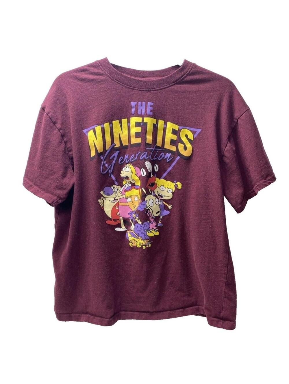 Women’s XL T-Shirt "The Nineties Generation" The Rugrats Burgundy Colour - GUC